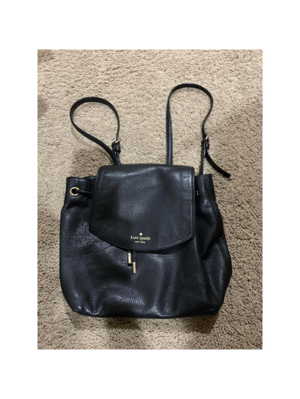 Kate Spade new york WKR00327 Flap Backpack Black Pebble leather